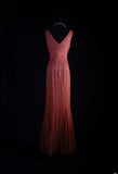 Vintage 1950s Formal Mermaid V Neck Pink Chiffon With Silver Beadings Sleeveless Long Prom Dresses Party Formal Gowns HZ0311