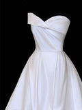Elegant Women's Ball Gown Sweetheart With Pleated Sleeves White Long Wedding Gowns Dresses HZ0311