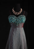 Vintage 1950s Formal A Line Spaghetti Strap Green Lace Chiffon With Beads Sleeveless Long Prom Dresses Party Formal Gowns HZ0311