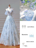 Elegant Ball Gown Off The Shoulder Light Sky Blue Tulle Long Formal Prom Evening Dress Dinner Outfits Party Gowns HZ0311