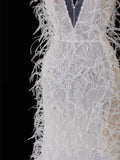 Timeless Wedding Gowns Dresses Romantic Mermaid V Neck for Bride With Feather White Petite/Plus Size Bridal Gown For Women HZ0311