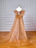 Sparkly Mermaid Strapless Sequins With Beaded Short Sleeves Long Formal Fancy Prom Evening Dress Dinner Outfits Party Gowns HZ0311