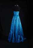 Vintage 80s Formal A Line Sweetheart Blue With Beads Sleeveless Long Prom Dresses Party Formal Gowns HZ0311