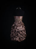 Chic Sheath Strapless Brown Taffeta With Gold Beads Short 16th Birthday Dress Homecoming Dresses Cocktail Gown HZ0311