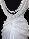 Timeless Wedding Gowns Dresses Romantic Mermaid Spaghetti Strap Pearls for Bride With Slit White Petite/Plus Size Bridal Gown For Women HZ0311