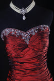 Vintage 50s 1950s Formal Mermaid Strapless Burgundy Tiered With Beads Sleeveless Long Prom Dresses Party Formal Gowns HZ0311