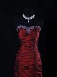 Vintage 50s 1950s Formal Mermaid Strapless Burgundy Tiered With Beads Sleeveless Long Prom Dresses Party Formal Gowns HZ0311