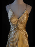 Retro Vintage 1960s Formal A line Fashion Gold Halter Satin With Beaded Sleeveless Long Prom Dresses Party Formal Gowns HZ0311