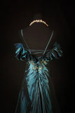 Retro Vintage 1960s Formal A line Spaghetti Strap Dark Green Fashion With Beads Long Prom Dresses Party Formal Gowns HZ0311