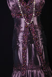 Retro Vintage 1960s Formal Mermaid V Neck Purple With Beads Long Prom Dresses Party Formal Gowns HZ0311
