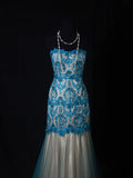 Vintage Style Mermaid Sweetheart 1950s Lace Blue Tulle With Beads Long Formal Fancy Prom Dresses Night Outfits Party Gowns HZ0311