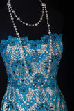 Vintage Style Mermaid Sweetheart 1950s Lace Blue Tulle With Beads Long Formal Fancy Prom Dresses Night Outfits Party Gowns HZ0311