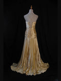 Vintage Mermaid Spaghetti Straps Gold Beaded Bodice Satin Prom Dresses Impress 18th Birthday Outfits Prom Gown HZ0311