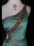 Vintage Mermaid One Shoulder Chiffon With Beaded Tiered Bodice Long Prom Dresses Impress 18th Birthday Outfits Prom Gown HZ0311