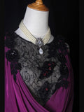 Vintage Mermaid Boat Black Tops Lace Grape Chiffon Appliques Beaded Bodice Long Prom Dresses Impress 18th Birthday Outfits Prom Gown HZ0311
