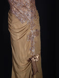 Vintage 70s Mermaid Spaghetti Straps Gold Lace Beaded Bodice Plus Size Long Prom Dresses Impress 21th Birthday Outfits Prom Gown HZ0311