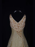 Vintage Ball Gown 80s V Neck Tulle Beads Lace With Beaded Long Prom Dresses Inspo Birthday Outfit Formal Gowns HZ0311