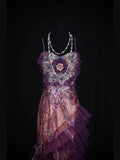 Vintage 2000s Mermaid Spaghetti Straps Grape Beads Plus Size With Lace Long Prom Dresses Impress 21th Birthday Outfits Party Gown HZ0311
