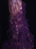 Vintage 2000s Mermaid Spaghetti Straps Grape Beads Plus Size With Lace Long Prom Dresses Impress 21th Birthday Outfits Party Gown HZ0311
