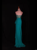 Retro 60s High Low V Neck Blue Chiffon With Beads Lace Prom Dresses Inspo 22th Birthday Outfit Formal Gown HZ0311