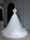 Dream Long Wedding Gowns Ball Gown Strapless Sleeveless Simple Bohemian Style for Bride With Corset Fitted Bridal Dress HZ0311