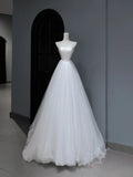 Dream Long Wedding Gowns Ball Gown Strapless Sleeveless Simple Bohemian Style for Bride With Corset Fitted Bridal Dress HZ0311