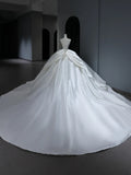 Princess Long Wedding Dress Ball Gown Sweetheart Style for Bride With Pearls Beaded Bodice Train Bridal Dresses HZ0311