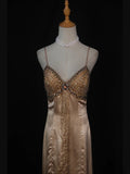 Vintage High Low 80s Spaghetti Straps Champagne Beads With Beaded Prom Dresses Inspo Birthday Outfit Formal Gowns HZ0311