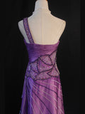 Vintage A Line One Shoulder Purple 1950s With Pleated Ruffled Beaded Bodice Long Prom Dresses Inspo Birthday Outfit Formal Gown HZ0311