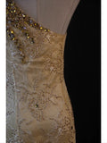 Retro 1950s Mermaid One Shoulder Yellow Chiffon With Gold Beads Lace Long Prom Dresses Inspo 22th Birthday Outfit Formal Dress HZ0311
