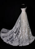 Romantic Long Wedding Dresses White Mermaid Strapless Lace Long Wedding Dress Style For Brides Fitted With Train Bridal Gowns HZ0311
