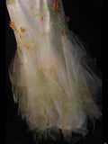 Vintage Mermaid Strapless Floral Tulle 1950s With Ruffled Flowers Layered Bodice Long Prom Dresses Inspo 18th Birthday Outfit Formal Gown HZ0311