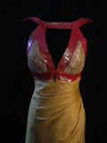 Vintage Mermaid V Neck Gold Sequins Chiffon 1950s With Ruffled Bodice Long Prom Dresses Inspo 18th Birthday Outfit Formal Gown HZ0311