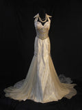 Retro 80s Mermaid Halter Champagne Tulle With Sequins Long Prom Dresses Inspo 22th Birthday Outfit Formal Dress HZ0311