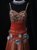 Vintage A Line Spaghetti Straps Tulle With Beadings 16th Birthday Dress Homecoming Dresses Cocktail Gown HZ0311