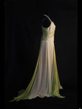 Retro 80s A line Irregular Neck Lilac Green Chiffon With Beadings Prom Dresses Inspo 22th Birthday Outfit Formal Dress HZ0311