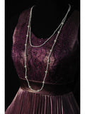 Vintage A Line Dusty Purple 1950s With Beads Pleated Bodice Long Prom Dresses Inspo 18th Birthday Outfit Formal Gown HZ0311