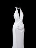 Timeless Women's Sheath Scoop Sleeveless White Satin With Backless Long Vintage Fitted 1920s Wedding Dresses HZ0311