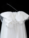 Timeless Women's A line One Shoulder White Tulle Fitted Long Vintage 1920s Wedding Dresses HZ0311