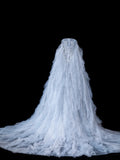 Timeless Women's Mermaid Off The Shoulder Long Sleeves Light Sky Blue With Beads Fitted Long Vintage 1920s Wedding Dresses HZ0311