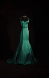 Vintage Prom Dresses 1950s Retro Classy Mermaid Sweetheart Dark Green Satin Inspo Long Prom Gown HZ0311