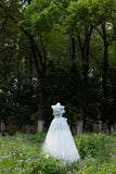 Shinning Ball Gown Strapless Light Sky Blue Tulle Long Prom Dresses Impress 19th Birthday Outfits Prom Gown HZ0311