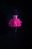 Chic Ball Gown Sweetheart Hot Pink Tulle Beads Short 18th Birthday Dress Homecoming Dresses Cocktail Gown HZ0311