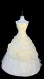 Vintage Ball Gown Strapless Yellow Tulle Prom Dresses Inspiration Formal Dress Party Outfits Prom Gown Ideas HZ0311