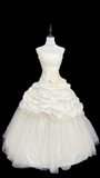 Retro Ball Gown Strapless Taffeta 90s White Long Wedding Dress Bride Gowns Wedding Dresses HZ0311