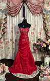 Retro Prom Dresses Mermaid Sweetheart Vintage Fashion Inspiration Red Tulle Long Prom Dresses Party Dress Prom Gowns HZ0311