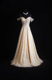 Retro A Line Spaghetti Straps Long/Floor-Length Tulle Prom Dresses With Appliqued Beading HZ0311