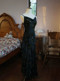 Vintage 1960s Mermaid Spaghetti Straps Black Chiffon Prom Dresses Inspiration Long Party Evening Dress 18th Birthday Outfits HZ0311