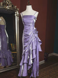 Vintage 1950s High Low Spaghetti Straps Prom Dresses Inspiration Long Party Retro Evening Dress 18th Birthday Outfits HZ0311