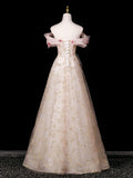 Princess Ball Gown Off The Shoulder Tulle Pink Prom Dresses Inspiration Long Party Night Gowns 20th Birthday Outfits HZ0311